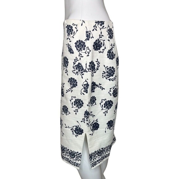 Loft Skirt Womens 8 White Blue Floral Pencil Skirt‎ Straight Flower Bloomcore - Picture 3 of 7